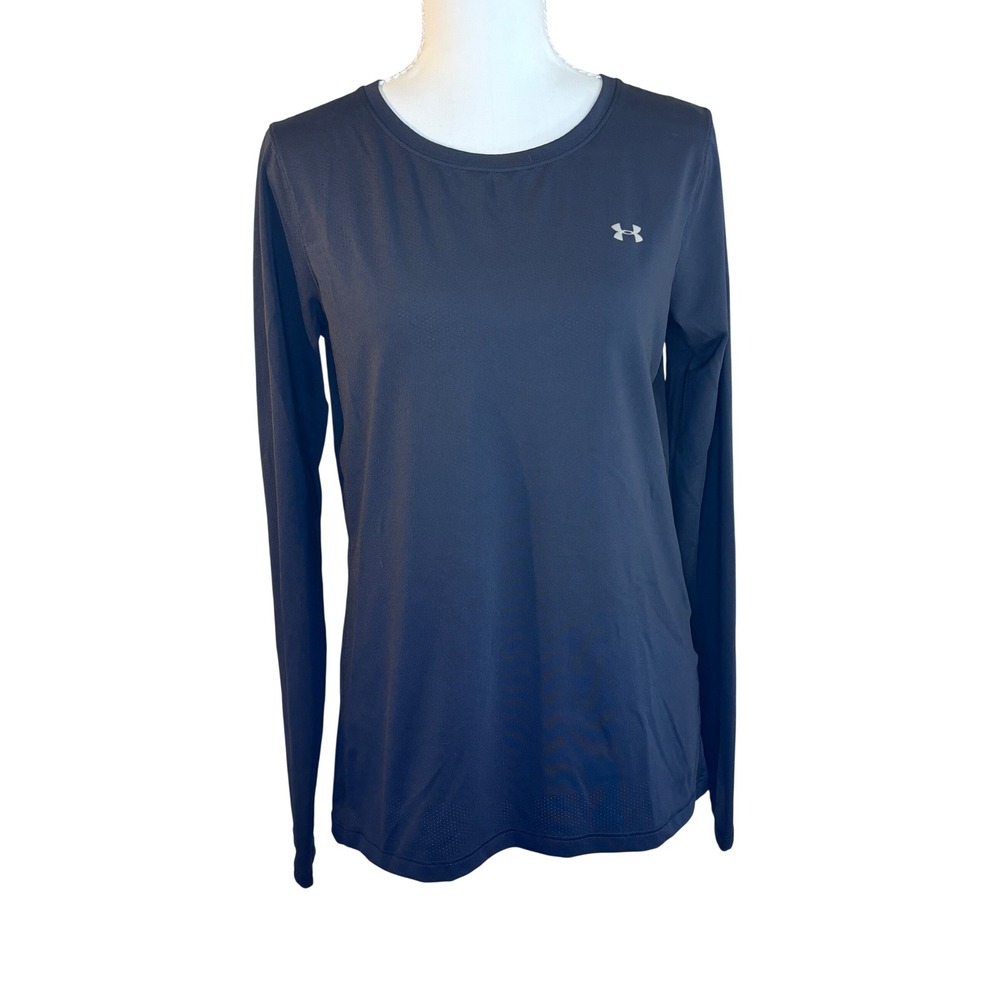 Under Armour Womens HeatGear Black Long Sleeve Training Top Size Medium Athletic